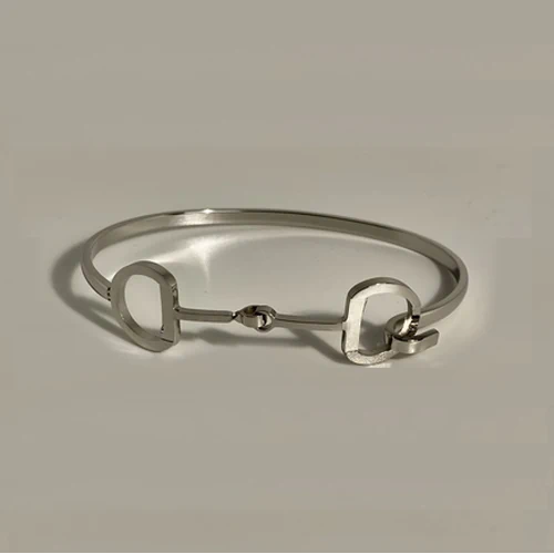 Silver Petite Bit Hinged Bangle