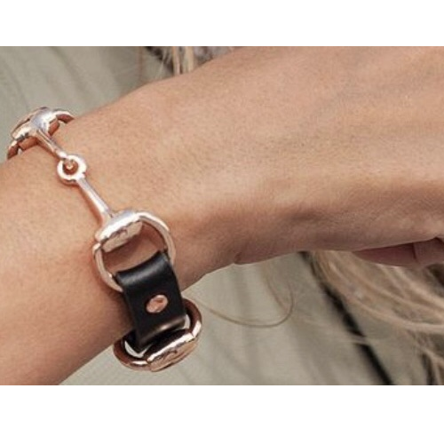 Egg butt snaffle leather bit bracelet